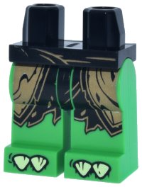LEGO onderdeel Hips and Bright Green Legs with Black and Dark Tan Layered Cloth Wrap, Yellowish Green Claws Pattern 970c36pb06