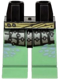 LEGO onderdeel Hips and Sand Green Legs with Silver Armor Plates, Dark Tan Sash and Sand Blue Spots Pattern 970c48pb02