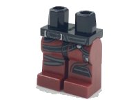 LEGO part Hips and Dark Red Legs with Black and Gray Straps and Dark Red Wire Pattern 970c59pb08