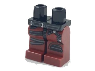 LEGO onderdeel Hips and Dark Red Legs with Black and Gray Straps and Dark Red Wire Pattern (970c59pb08)