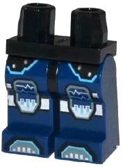 LEGO part Hips and Dark Blue Legs with Boots and Silver Knee Pads with Graphs Pattern 970c63pb06