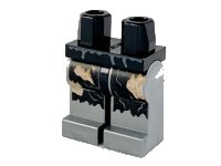 LEGO part Hips and Flat Silver Legs with Black Ripped Pants and Light Nougat Skin Pattern 970c95pb005