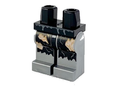 LEGO onderdeel Hips and Flat Silver Legs with Black Ripped Pants and Light Nougat Skin Pattern (970c95pb005)