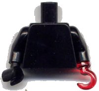 LEGO part Torso Plain / Black Arms / Black Hand Right / Trans-Red Hook Left 973c026
