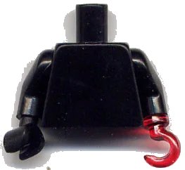 LEGO onderdeel Torso Plain / Black Arms / Black Hand Right / Trans-Red Hook Left (973c026)