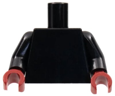 LEGO onderdeel Torso Plain / Black Arms / Dark Red Hands (973c041)