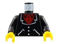 LEGO onderdeel Torso Suit with White Lapels, Pockets, Buttons, Red Undershirt Pattern / Black Arms / Yellow Hands 973p22c01