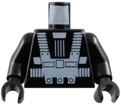 LEGO onderdeel Torso Space White Harness and Chest Panel with Rivets Pattern (Blacktron I) / Black Arms / Black Hands (973p52c01)