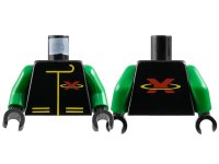 LEGO part Torso Racing Suit with Red Letter X Extreme Team Logo and Yellow Lines Pattern / Green Arms / Black Hands 973p8ac01