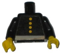 LEGO part Torso Fire Uniform Four Button and Gray Belt Pattern (Sticker) / Black Arms / Yellow Hands 973pb0028c01