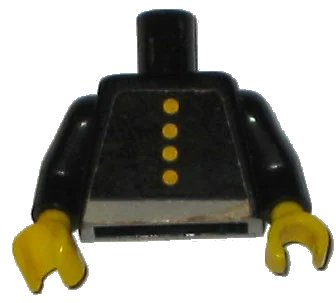 LEGO onderdeel Torso Fire Uniform Four Button and Gray Belt Pattern (Sticker) / Black Arms / Yellow Hands (973pb0028c01)