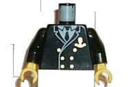 LEGO part Torso Boat Captain, Suit Double Breasted and Gold Anchor Logo Pattern / Black Arms / Yellow Hands 973pb0049c01