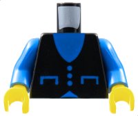 LEGO part Torso Town Blue V-Neck, Pockets and Buttons Pattern / Blue Arms / Yellow Hands 973pb0069c01