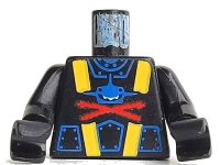 LEGO onderdeel Torso Aquazone Aquashark Blue Shark with Red 'X' Pattern / Black Arms / Black Hands 973PB0075c01