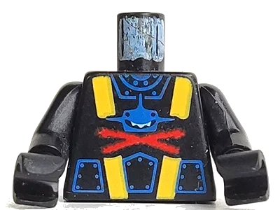 LEGO onderdeel Torso Aquazone Aquashark Blue Shark with Red 'X' Pattern / Black Arms / Black Hands (973PB0075c01)