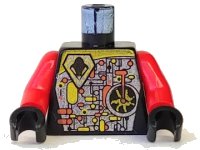 LEGO onderdeel Torso Space UFO Circuitry with Red Lever Pattern / Red Arms / Black Hands 973pb0078c01