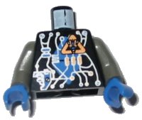 LEGO onderdeel Torso Space Insectoids Blue Diamond under Circuitry Pattern / Dark Gray Arms / Blue Hands 973pb0080c01