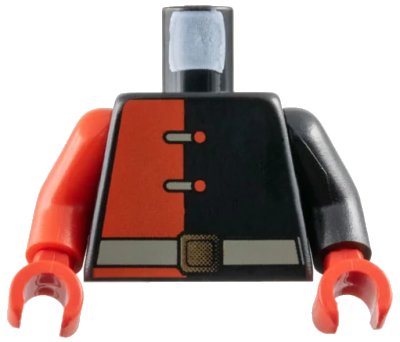 LEGO onderdeel Torso Alpha Team Minion Red/Black Shirt Pattern / Black Arm Left / Red Arm Right / Red Hands (973pb0107c01)