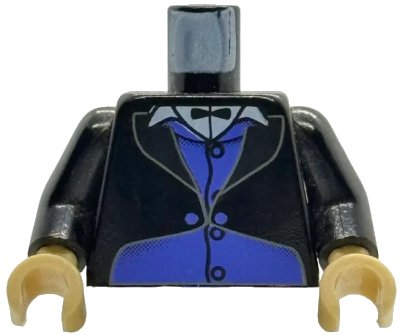 LEGO onderdeel Torso Harry Potter Goblin 1 with Jacket and Black Vest over Purple Shirt and Black Bow Tie Pattern / Black Arms / Tan Hands (973pb0118c01)