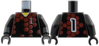 LEGO part Torso Soccer Goalie Red Hexagons and No. 1 Front and Back Pattern / Black Arms / Black Hands 973pb0165c01