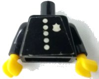 LEGO onderdeel Torso Police with Badge and 5 Buttons Pattern (Sticker) / Black Arms / Yellow Hands 973pb0248c01