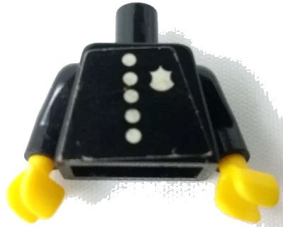 LEGO onderdeel Torso Police with Badge and 5 Buttons Pattern (Sticker) / Black Arms / Yellow Hands (973pb0248c01)
