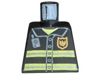 LEGO part Torso Fire Uniform Gold Badge, Silver Reflective Stripes, Dark Bluish Gray Radio Pattern 973pb0300