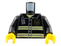 LEGO onderdeel Torso Fire Uniform Gold Badge, Silver Reflective Stripes, Dark Bluish Gray Radio Pattern / Black Arms / Yellow Hands 973pb0300c01