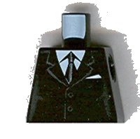 LEGO part Torso Suit with 2 Buttons, Gray Sides, Gray Centerline and Tie Pattern 973pb0322