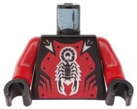 LEGO onderdeel Torso Castle Knights Kingdom II with Scorpion Pattern / Dark Red Arms / Black Hands 973pb0347c01