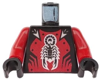LEGO onderdeel Torso Castle Knights Kingdom II with Scorpion Pattern / Dark Red Arms / Black Hands (973pb0347c01)
