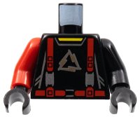 LEGO part Torso Alpha Team Arctic Logo, Black Shirt and Red Straps Pattern / Black Arm Left / Red Arm Right / Black Hands 973pb0349c01