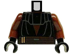 LEGO onderdeel Torso SW Layered Vest with Belt Pattern (Anakin Clone Wars) / Reddish Brown Arms / Black Hands (973pb0420c01)
