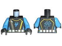 LEGO part Torso Aquazone Aquaraiders II Trident, Silver Belt and Zipper Pattern / Medium Blue Arms / Black Hands 973pb0428c01