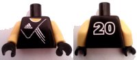 LEGO part Torso Soccer Adidas Logo Black No. 20 Pattern (Stickers) / Yellow Arms / Black Hands 973pb0449c01
