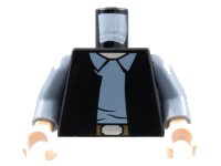 LEGO onderdeel Torso SW Vest Open over Sand Blue Shirt with Collar, Dark Brown Belt with Silver Buckle, Light Nougat Neck Pattern / Sand Blue Arms / Light Nougat Hands 973pb0453c01