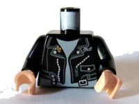 LEGO onderdeel Torso Leather Jacket with Zippers and 'Mutt' on Chest Pattern / Black Arms / Light Nougat Hands 973pb0467c01