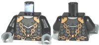 LEGO part Torso Castle Kingdoms Scale Mail, Copper Shoulder Armor and Chains Front and Back Pattern / Black Arms / Dark Bluish Gray Hands 973pb0692c01