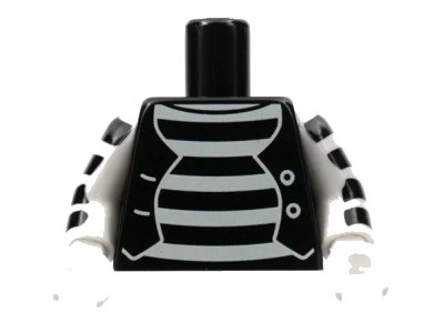LEGO onderdeel Torso Mime Shirt with White Stripes and White Button Vest Pattern / White Arms with Black Stripes / White Hands (973pb0712c01)