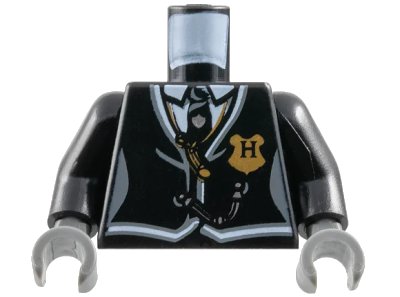 LEGO onderdeel Torso Harry Potter Suit and Tie Women's with Hogwarts Shield Pattern / Black Arms / Dark Bluish Gray Hands (973pb0749c01)