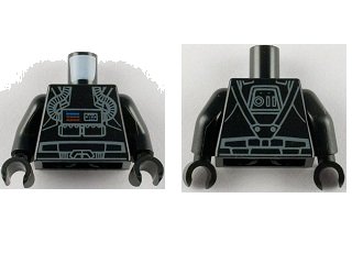 LEGO onderdeel Torso SW Clone Pilot Light Gray Outline Pattern / Black Arms / Black Hands (973pb0907c01)