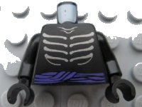 LEGO onderdeel Torso Ninjago Skeleton Ribs Gray and Purple Waist Sash Pattern / Black Arms / Black Hands 973pb0912c01