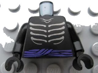 LEGO onderdeel Torso Ninjago Skeleton Ribs Gray and Purple Waist Sash Pattern / Black Arms / Black Hands (973pb0912c01)