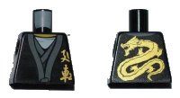 LEGO part Torso Ninjago Gold Asian Characters Front and Dragon Back Pattern 973pb0926