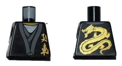 LEGO onderdeel Torso Ninjago Gold Asian Characters Front and Dragon Back Pattern (973pb0926)