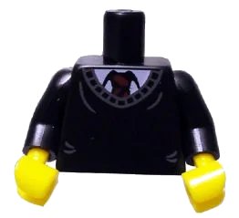 LEGO onderdeel Torso Sweater over White Shirt and Dark Red Tie Pattern / Black Arms / Yellow Hands (973pb0934c01)