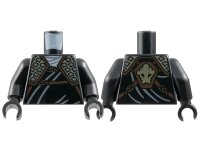 LEGO part Torso Ninjago Wrap with Dark Tan and Dark Bluish Gray Shoulder Armor, Dark Brown Straps with Gold Buckles, Stone Gorilla Head on Back Pattern / Black Arms / Black Hands 973pb1035c01