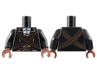 LEGO part Torso Jacket over White Shirt, Crossed Ammo Belts Pattern / Black Arms / Reddish Brown Hands 973pb1044c01