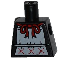 LEGO part Torso White Apron with Red Ribbon Pattern (973pb1088)