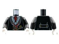 LEGO onderdeel Torso Jacket Formal with White Shirt with Frills, Dark Red Vest and Cravat, Gold Watch Chain Pattern / Black Arms / White Hands 973pb1184c01